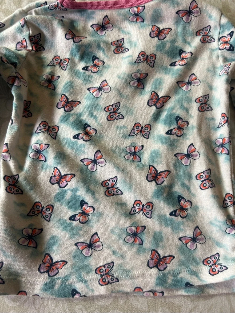 wonder nation White and Pink Butterfly Long-Sleeve Pajama Set